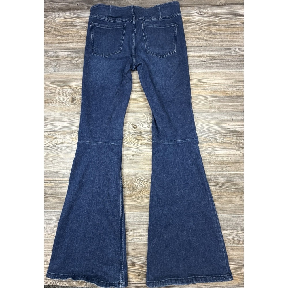 We The Free People Penny Pull-On Flare Jeans Dark Wash Blue 29 Stretch Boho - Picture 8 of 16